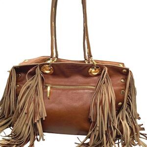 HAMMITT Ultra Rare SAMPLE Daniel Shoulder Bag Fringe Studded Gold Stud Large XL